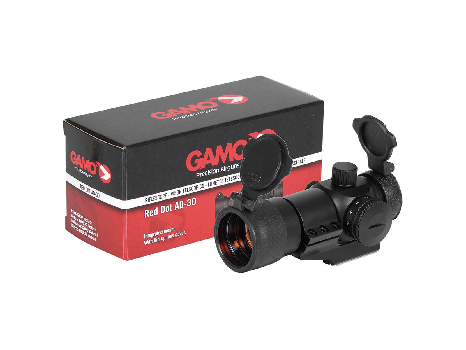Gamo Quick Shot Red Dot Air Rifle Gun Pistol Scope with  lens caps & mount rail 