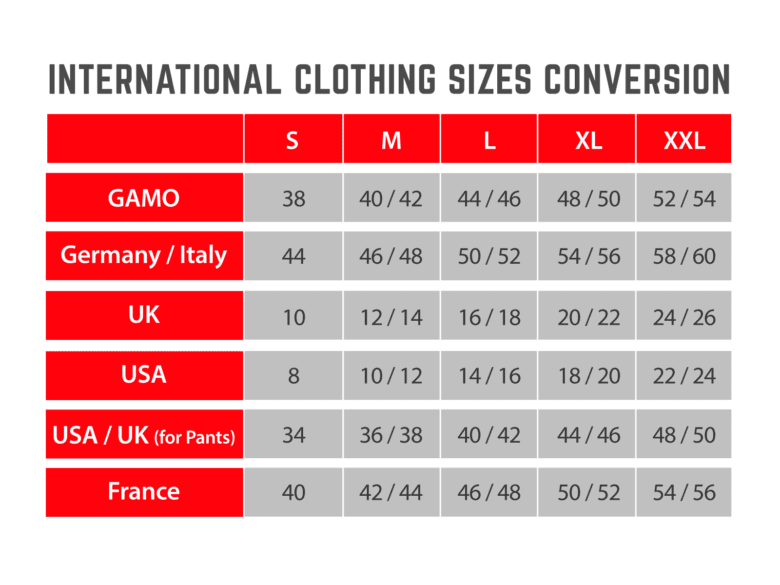 International Clothing Sizes Conversion GamoGamo